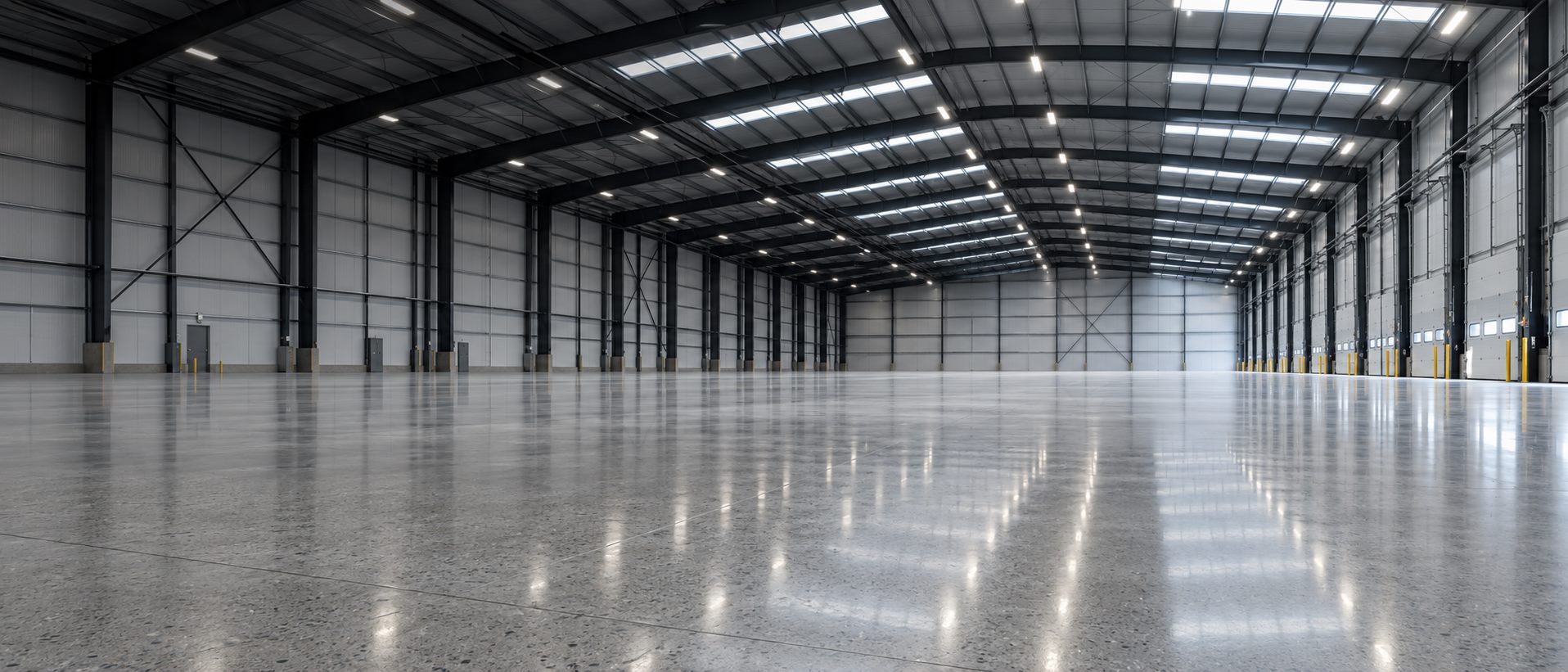Polished concrete floor suitable for heavy-duty industrial operations